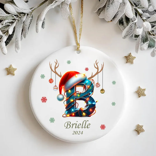 Personalized Letter Name Ornament: 2025 Christmas Family Keepsake, Custom Name Christmas Sublimation, Initial Ornament, Christmas Decor