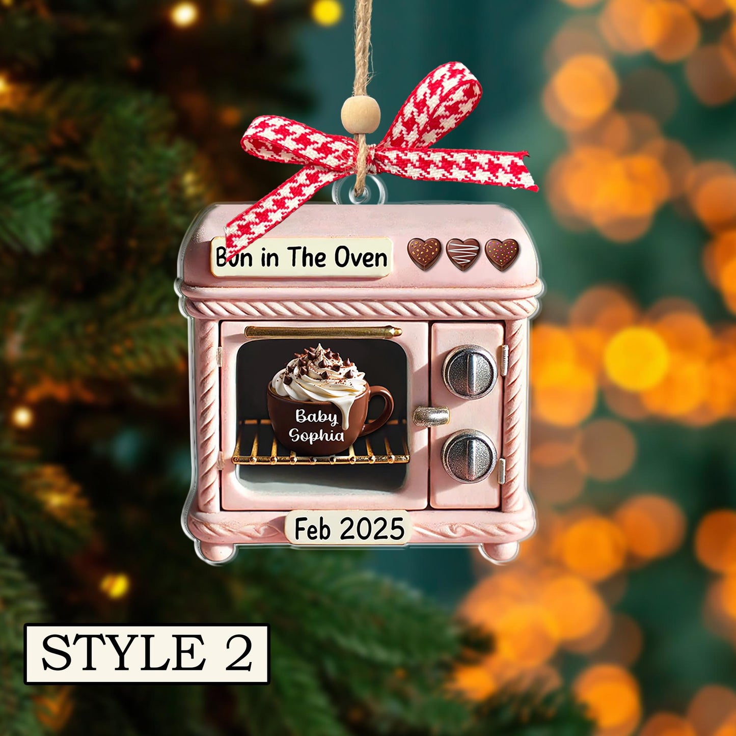 Personalized Bun in Oven Christmas Ornament: Pregnancy Announcement New Mom Gift