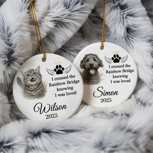 Personalized Pet Memorial Photo Ornament: Custom Dog Cat Sympathy Keepsake Gift