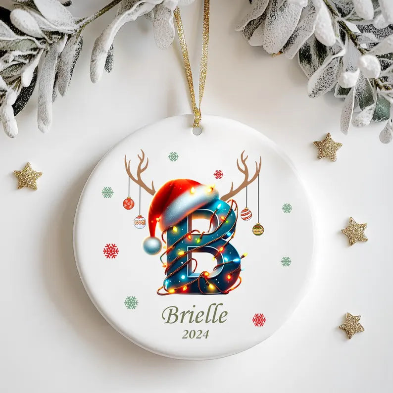 Personalized Letter Name Ornament: 2025 Christmas Family Keepsake, Custom Name Christmas Sublimation, Initial Ornament, Christmas Decor