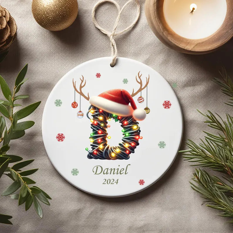 Personalized Letter Name Ornament: 2025 Christmas Family Keepsake, Custom Name Christmas Sublimation, Initial Ornament, Christmas Decor