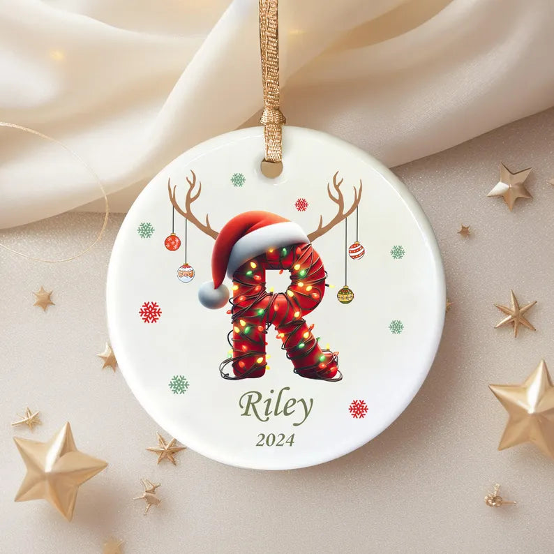 Personalized Letter Name Ornament: 2025 Christmas Family Keepsake, Custom Name Christmas Sublimation, Initial Ornament, Christmas Decor