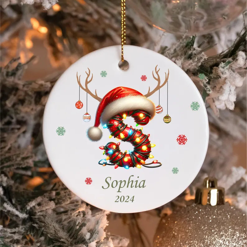 Personalized Letter Name Ornament: 2025 Christmas Family Keepsake, Custom Name Christmas Sublimation, Initial Ornament, Christmas Decor