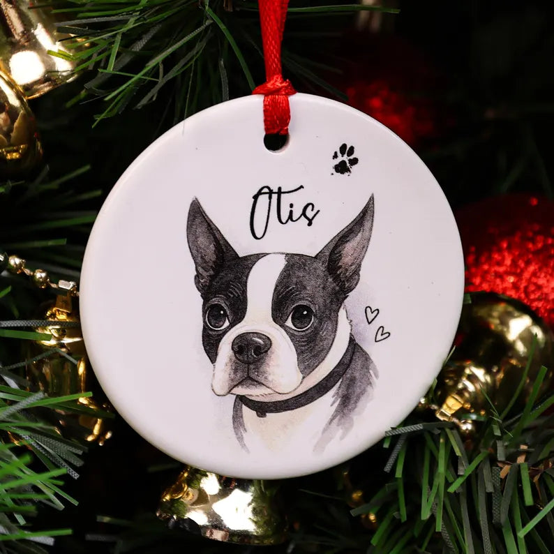 Personalized Watercolor Pet Photo Ornament: Custom Memorial Keepsake