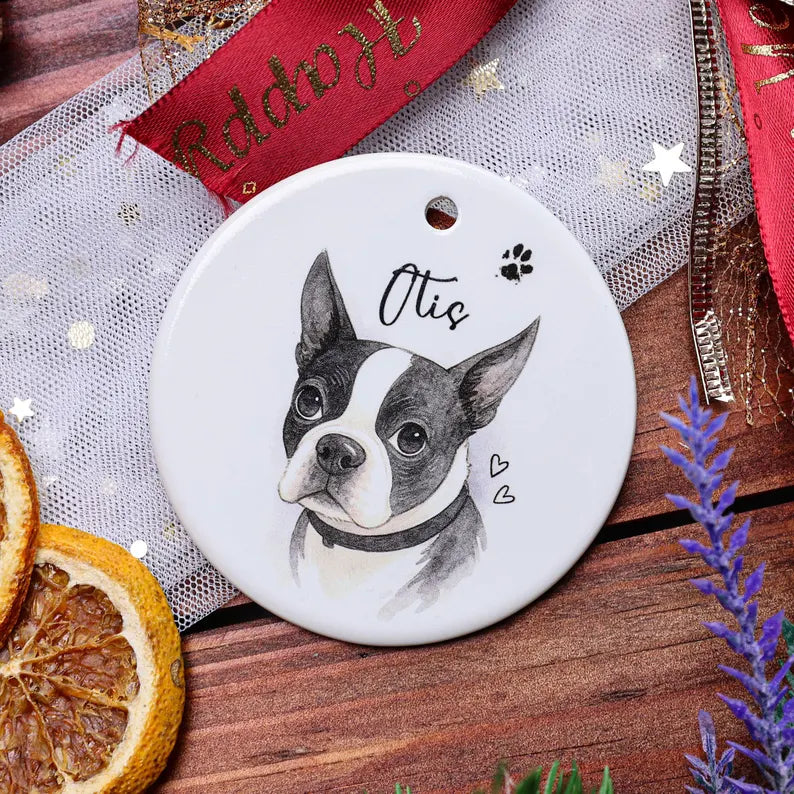Personalized Watercolor Pet Photo Ornament: Custom Memorial Keepsake