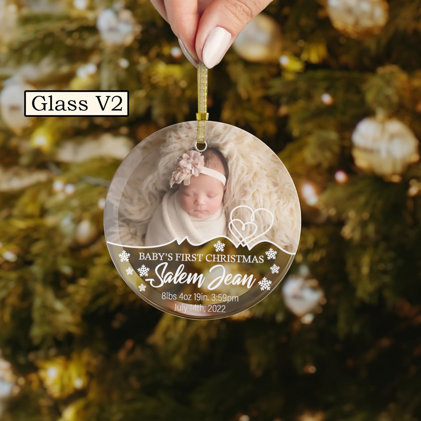 Custom Baby's First Christmas Photo Ornament | Newborn Keepsake | Personalized Year Gift
