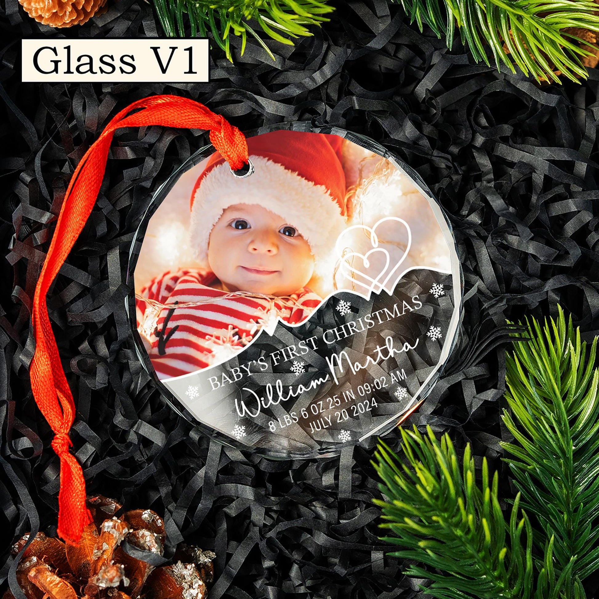 Custom Baby's First Christmas Photo Ornament | Newborn Keepsake | Personalized Year Gift