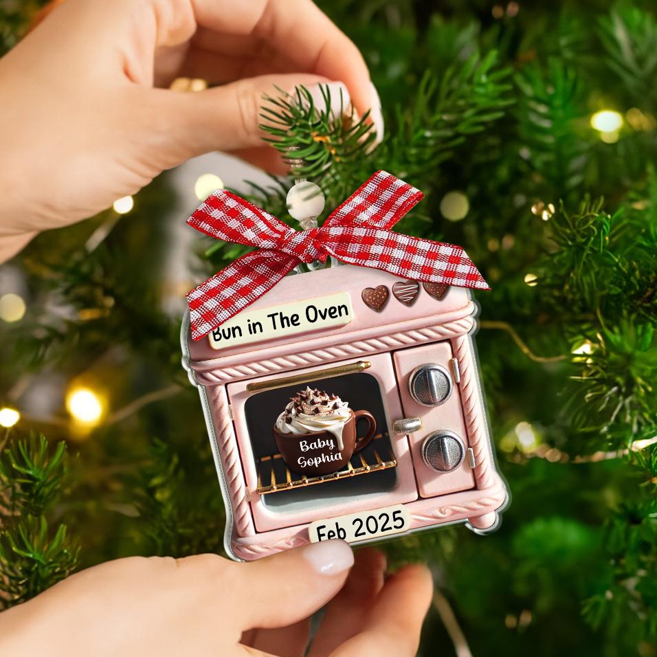 Personalized Bun in Oven Christmas Ornament: Pregnancy Announcement New Mom Gift