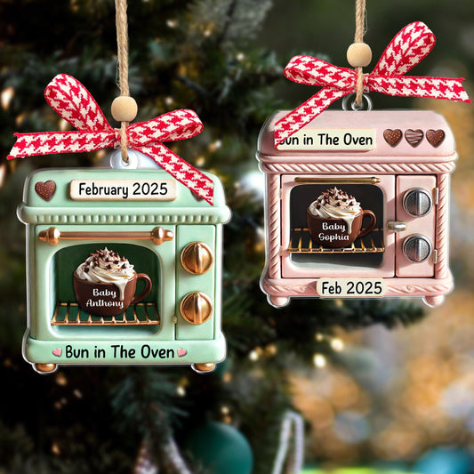 Personalized Bun in Oven Christmas Ornament: Pregnancy Announcement New Mom Gift