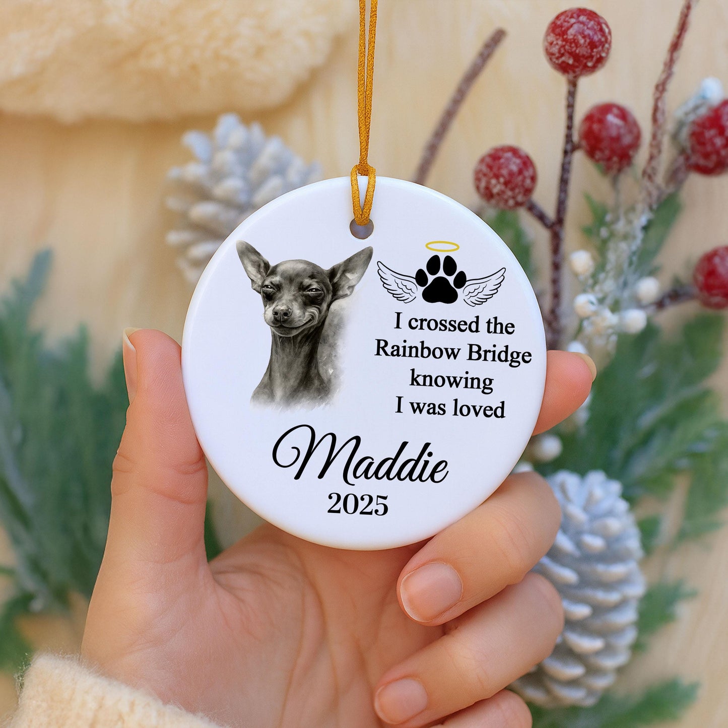 Personalized Pet Memorial Photo Ornament: Custom Dog Cat Sympathy Keepsake Gift