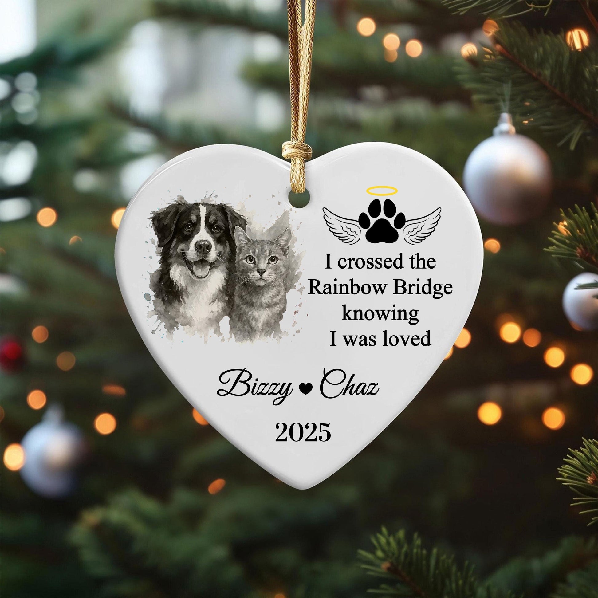 Personalized Pet Memorial Photo Ornament: Custom Dog Cat Sympathy Keepsake Gift