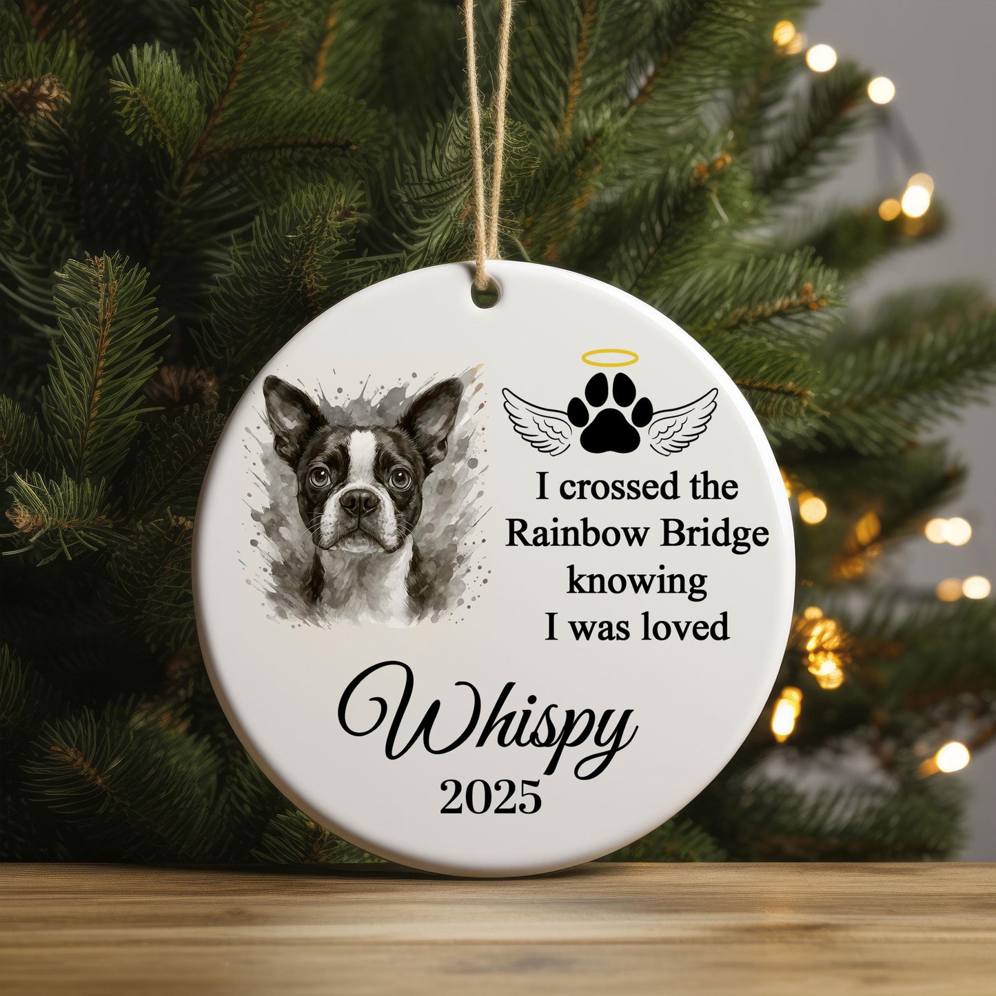 Personalized Pet Memorial Photo Ornament: Custom Dog Cat Sympathy Keepsake Gift
