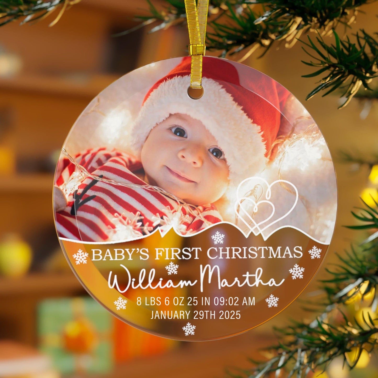 Custom Baby's First Christmas Photo Ornament | Newborn Keepsake | Personalized Year Gift